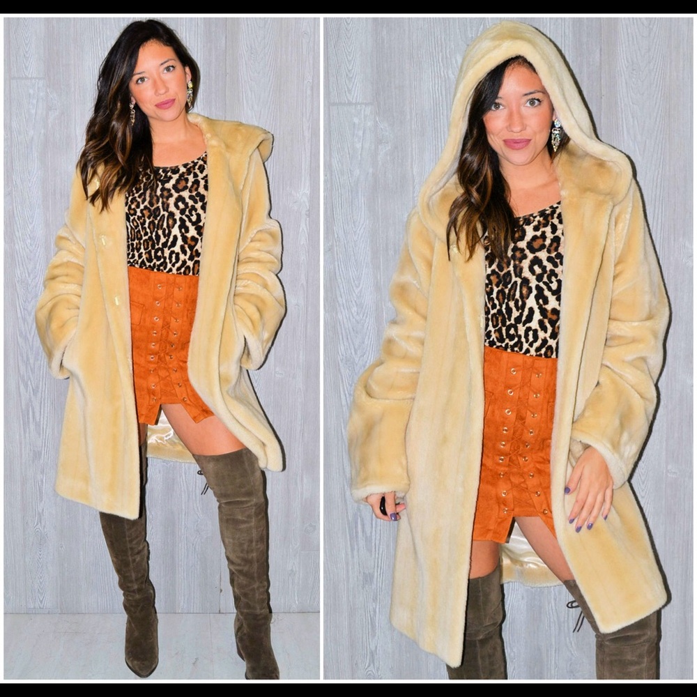 Beige Faux Fur Coat Fabulous Furs Boho Winter XL